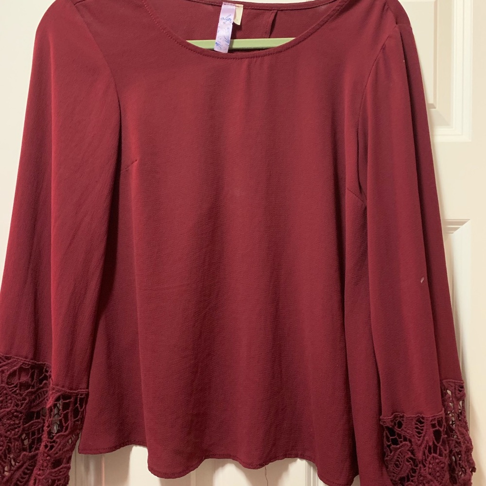 Open back flowy red blouse